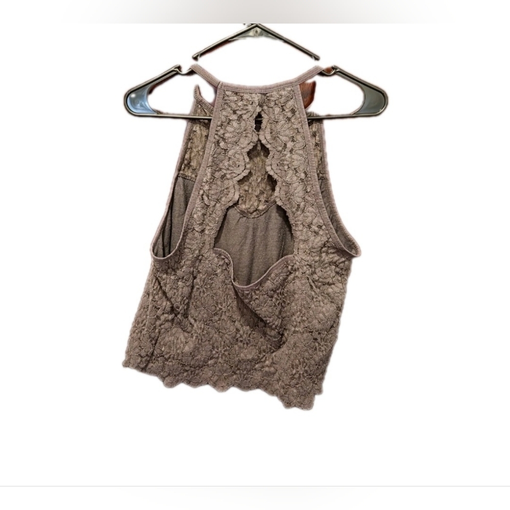 American Eagle Lace Cropped Cami Tank Top Size Xxl 2xl Dark Romantic Fairy‎ Gray - Picture 6 of 6